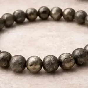 Natural Metallic Stone Bead Bracelet